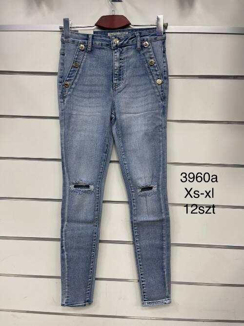 Spodnie damska jeans . Roz XS-XL. 1 kolor. Paszka 12szt.  