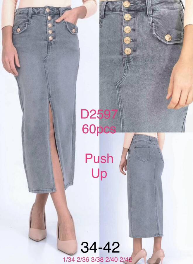 Spódnica damska jeans. Roz 34-42. 1 kolor Paczka 10 szt