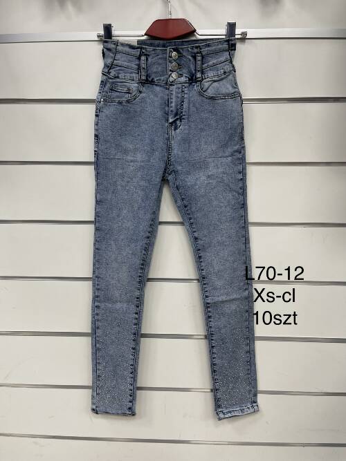 Spodnie damska jeans . Roz XS-XL. 1 kolor. Paszka 12szt.  