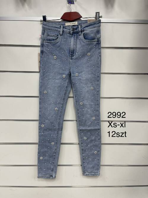 Spodnie damska jeans . Roz XS-XL. 1 kolor. Paszka 12szt.  