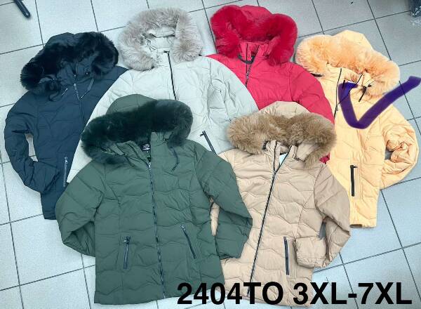 Kurtki damskie zimowe duże Roz 3XL-7XL, 1 Kolor Paczka 5 szt