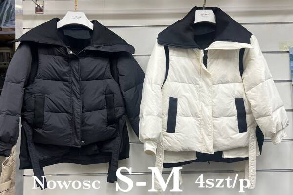Kurtki damskie zimowe Roz S-M, 1 Kolor Paczka 5 szt