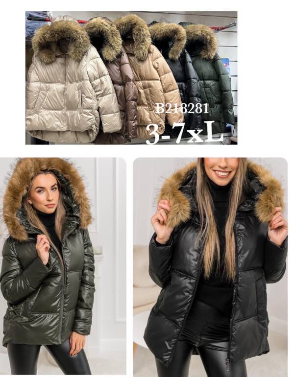 Kurtki damskie zimowe Roz 3XL-7XL, 1 Kolor Paczka 5 szt