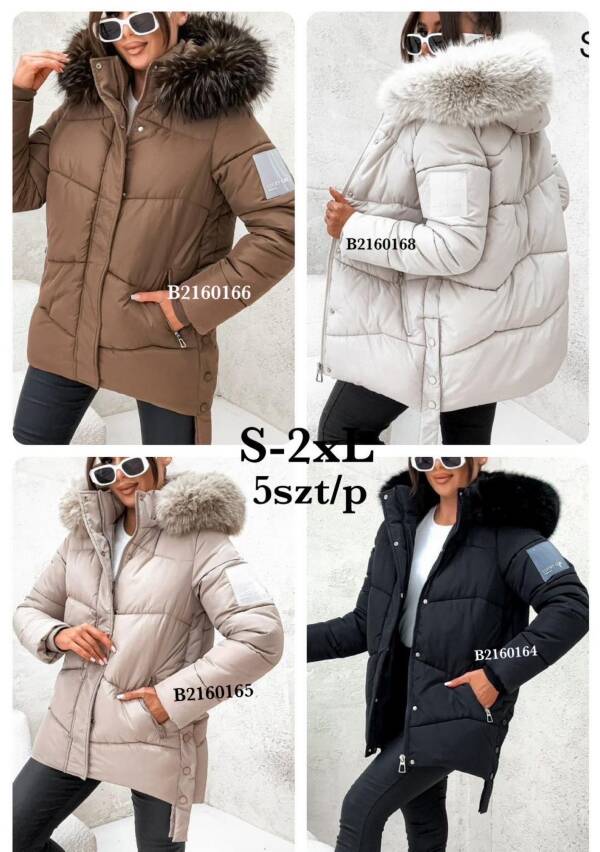 Kurtki damskie zimowe Roz S-2XL, 1 Kolor Paczka 5 szt