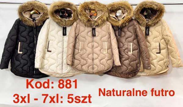 Kurtki damskie zimowe Roz 3XL-7XL, 1 Kolor Paczka 5 szt