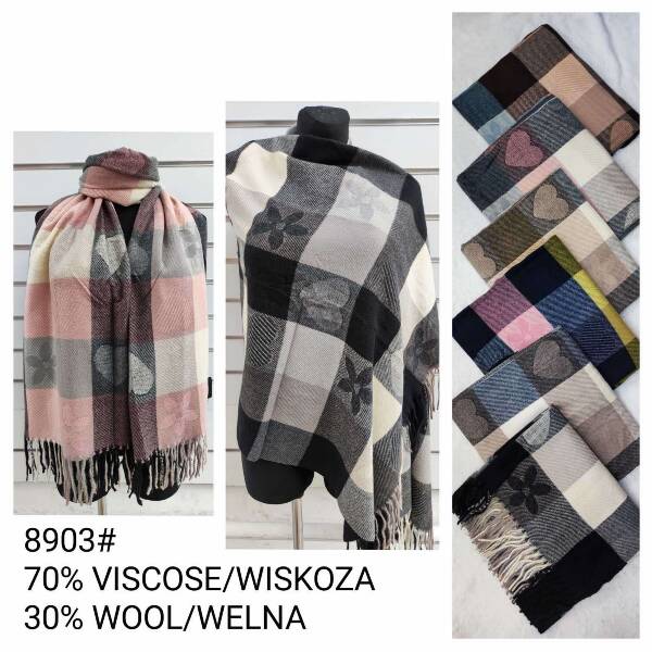 Szaliki damskie Roz Standard Paczka 12 szt Mix kolor