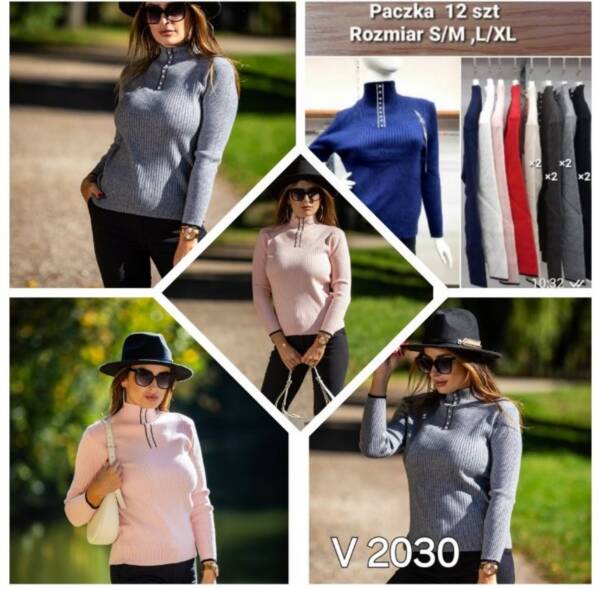 Swetry damska Roz S/M-L/XL Mix kolor Paczka 12 szt