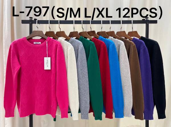 Swetry damskie Roz S/M-L/XL, Mix kolor, Paszka 12 szt