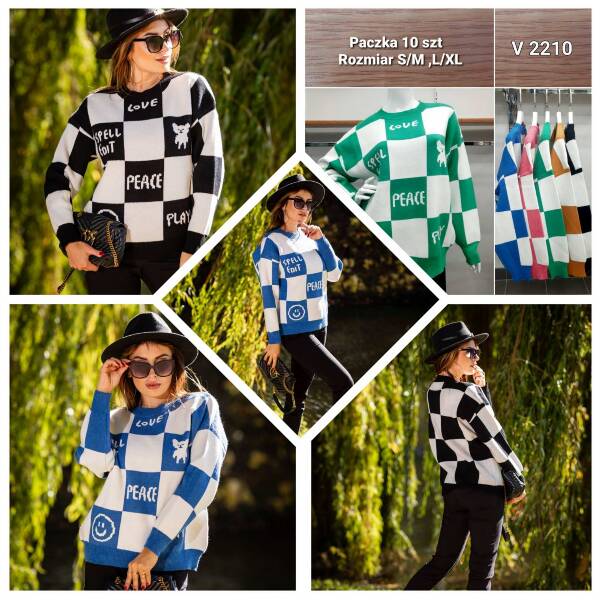 Swetry damska Roz S/M-L/XL Mix kolor Paczka 12 szt