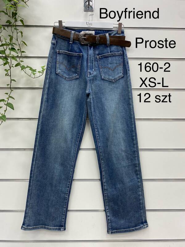 Spodnie damskie jeans Roz XS-XL, 1 Kolor Paczka 12 szt