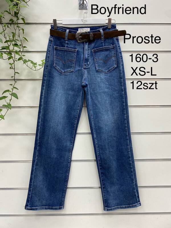 Spodnie damskie jeans Roz XS-XL, 1 Kolor Paczka 12 szt