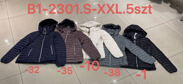 Kurtki damskie zimowe Roz S-2XL, 1 Kolor Paczka 5 szt