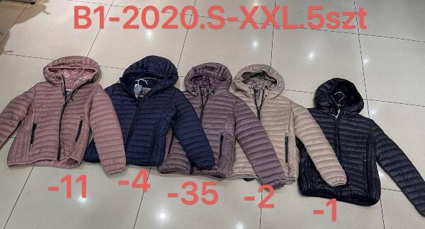 Kurtki damskie zimowe Roz S-2XL, 1 Kolor Paczka 5 szt