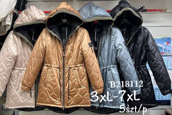 Kurtki damskie zimowe Roz 3XL-7XL, 1 Kolor Paczka 5 szt