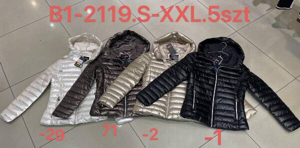 Kurtki damskie zimowe Roz S-2XL, 1 Kolor Paczka 5 szt