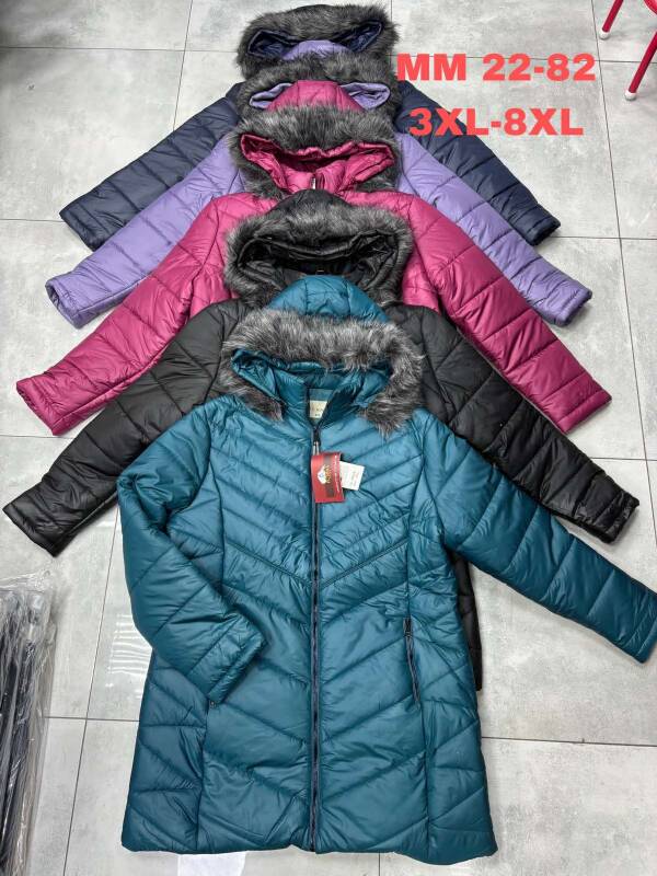Kurtki damskie zimowe duże Roz 3XL-8XL, 1 Kolor Paczka 5 szt