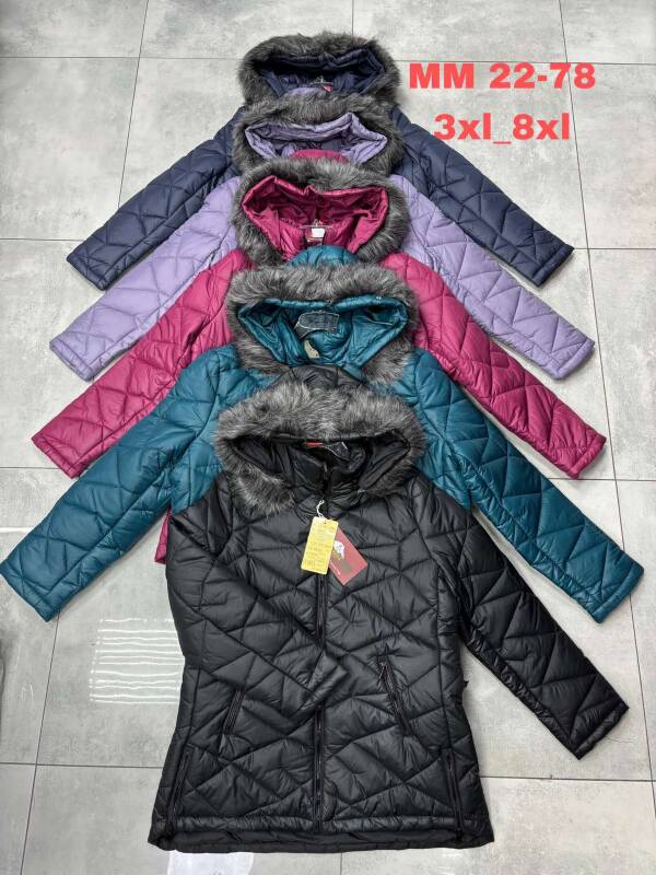 Kurtki damskie zimowe duże Roz 3XL-8XL, 1 Kolor Paczka 5 szt