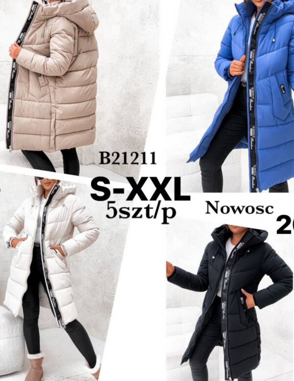 Zimowe Płaszcze Roz S-2XL, 1 Kolor Paczka 5 szt