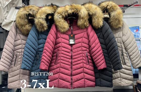 Kurtki damskie zimowe duże Roz 3XL-7XL, 1 Kolor Paczka 5 szt