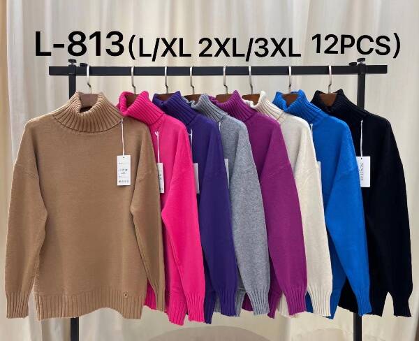 Swetry damskie Roz L/XL-2XL/3XL, Mix kolor, Paszka 12 szt