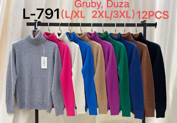 Swetry damskie Roz L/XL-2XL/3XL, Mix kolor, Paszka 12 szt