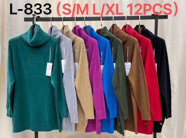 Swetry damskie Roz S/M-L/XL, Mix kolor, Paszka 12 szt
