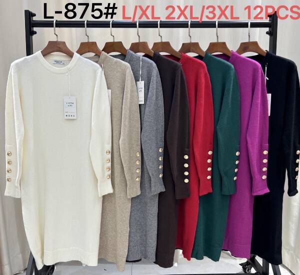 Sukienki damskie Roz L/XL-2XL/3XL, Mix kolor, Paszka 12 szt