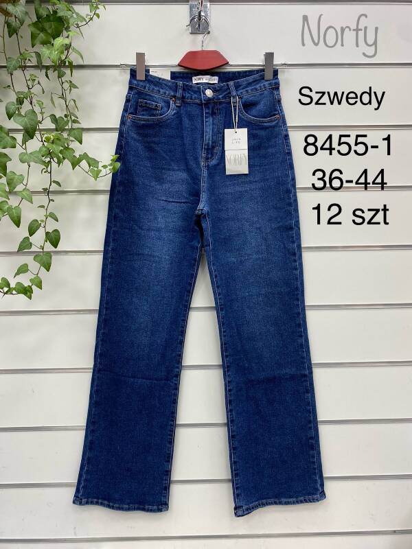 Spodnie damskie jeans Roz 36-44, 1 Kolor Paczka 12 szt
