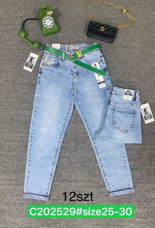 Spodnie damskie jeans Roz 25-30, 1 Kolor Paczka 12 szt