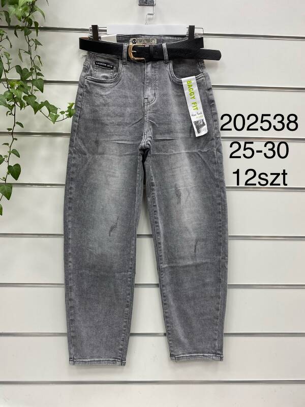 Spodnie damskie jeans Roz 25-30, 1 Kolor Paczka 12 szt