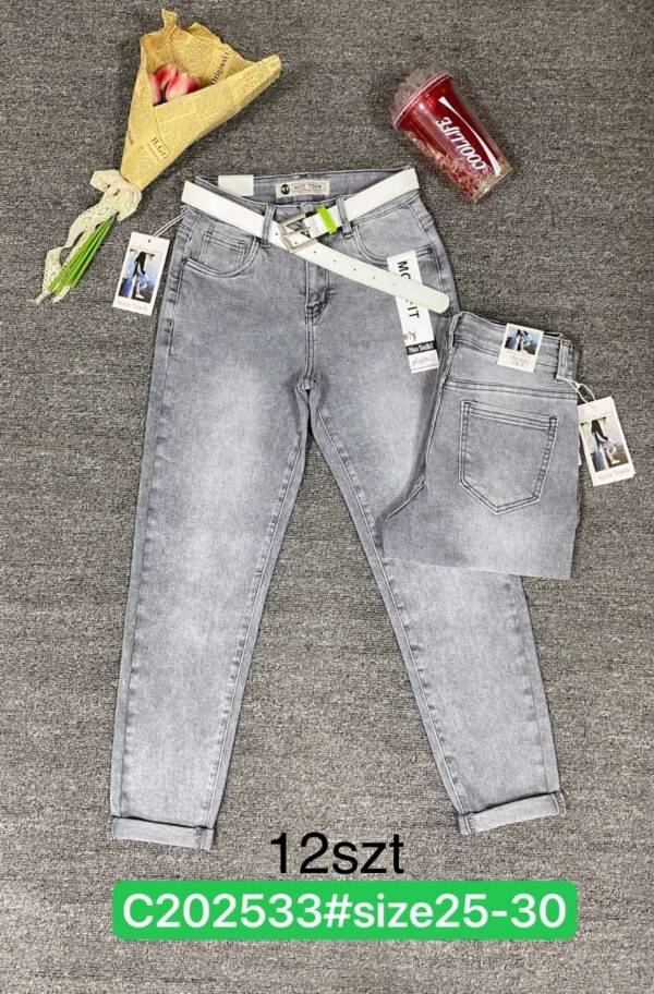 Spodnie damskie jeans Roz 25-30, 1 Kolor Paczka 12 szt