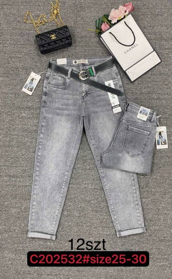 Spodnie damskie jeans Roz 25-30, 1 Kolor Paczka 12 szt