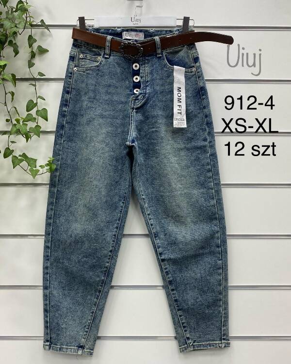 Spodnie damskie jeans Roz XS-XL, 1 Kolor Paczka 12 szt