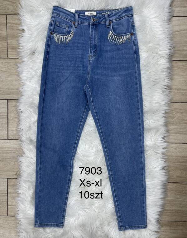 Spodnie damskie jeans Roz XS-XL, 1 Kolor Paczka 10 szt