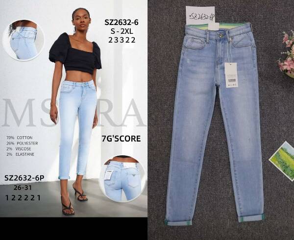 Spodnie damskie jeans Roz S-2XL, 1 Kolor Paczka 10 szt