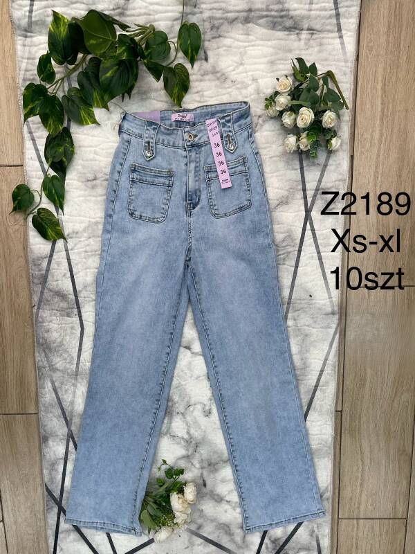 Spodnie damskie jeans Roz XS-XL, 1 Kolor Paczka 10 szt