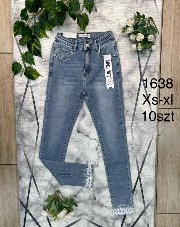 Spodnie damskie jeans Roz XS-XL, 1 Kolor Paczka 10 szt