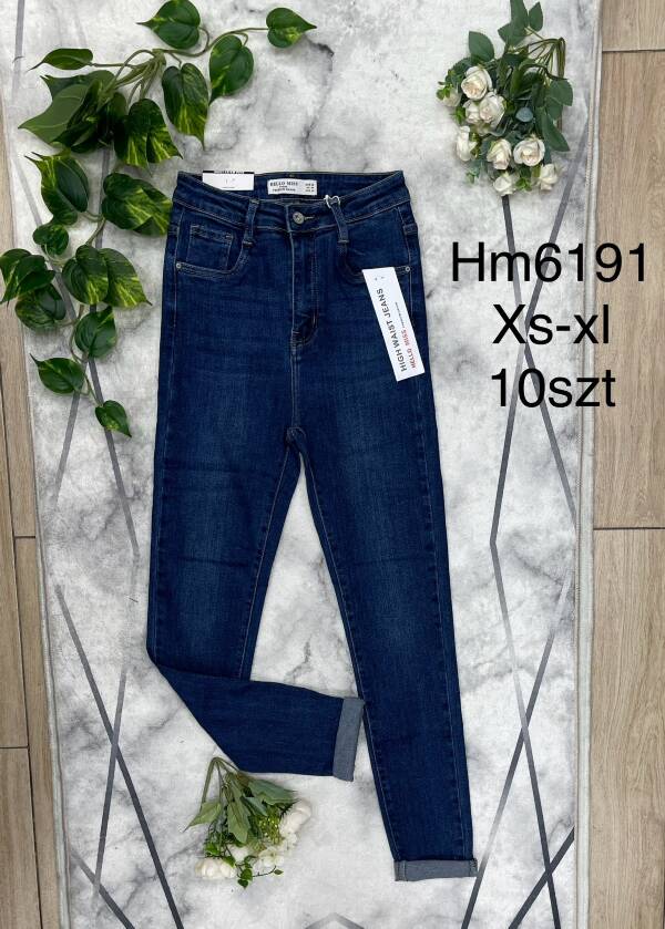 Spodnie damskie jeans Roz XS-XL, 1 Kolor Paczka 10 szt
