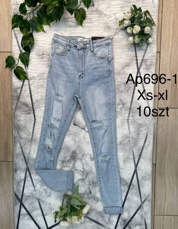 Spodnie damskie jeans Roz XS-XL, 1 Kolor Paczka 10 szt