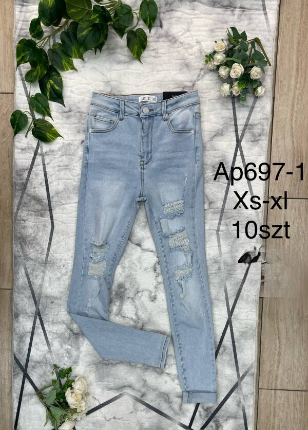 Spodnie damskie jeans Roz XS-XL, 1 Kolor Paczka 10 szt