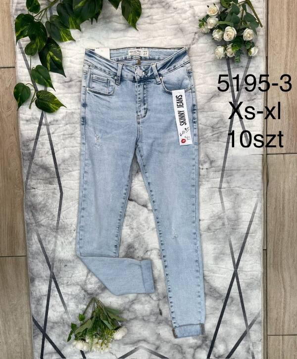 Spodnie damskie jeans Roz XS-XL, 1 Kolor Paczka 10 szt