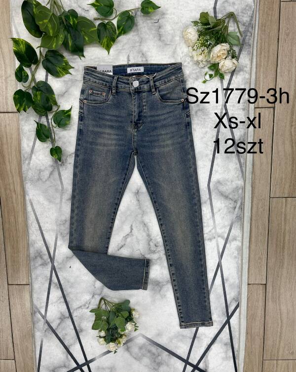 Spodnie damskie jeans Roz XS-XL, 1 Kolor Paczka 12 szt
