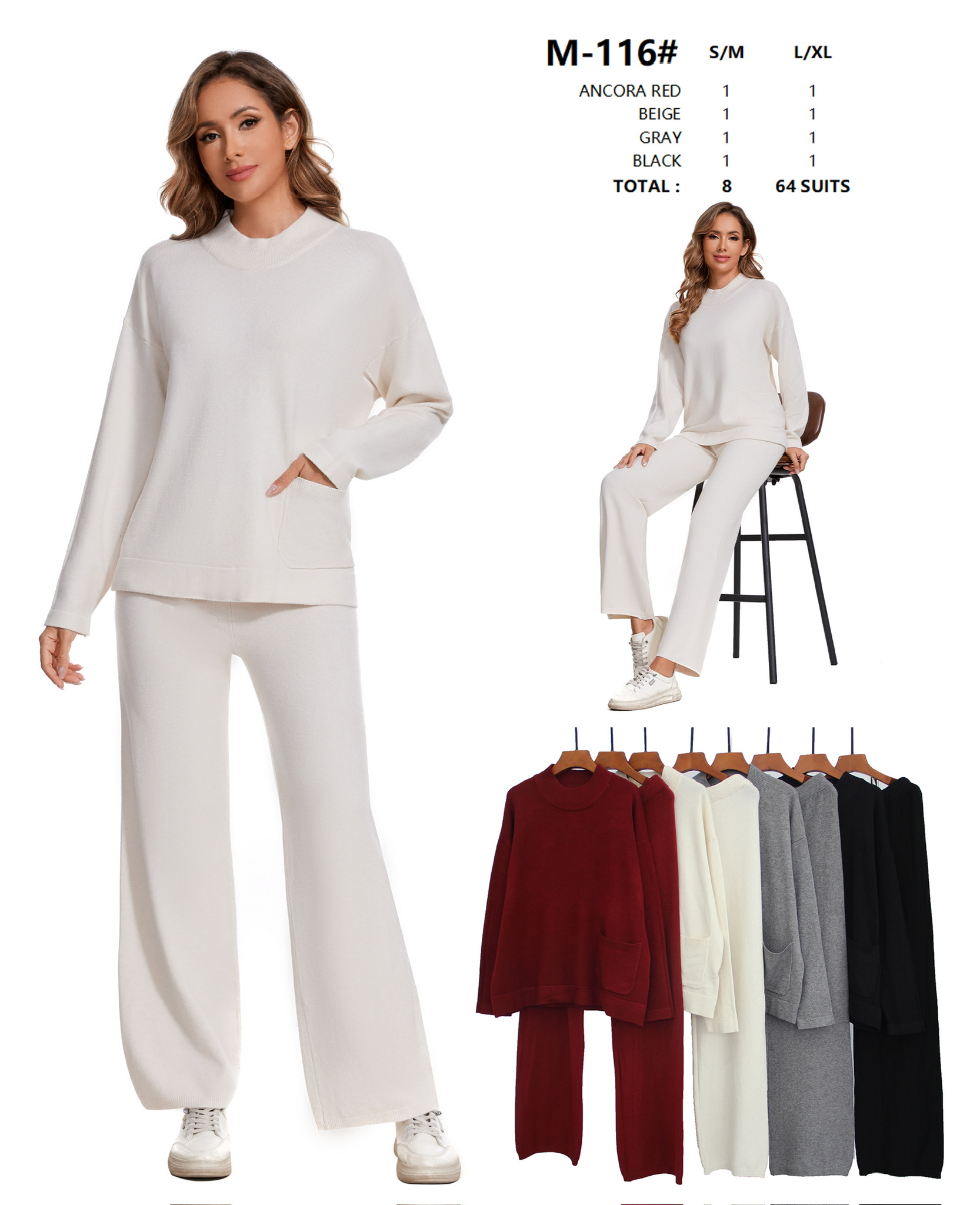 Komplet damskie Roz S/M -L/XL Paczka  Mix kolor 8 szt 