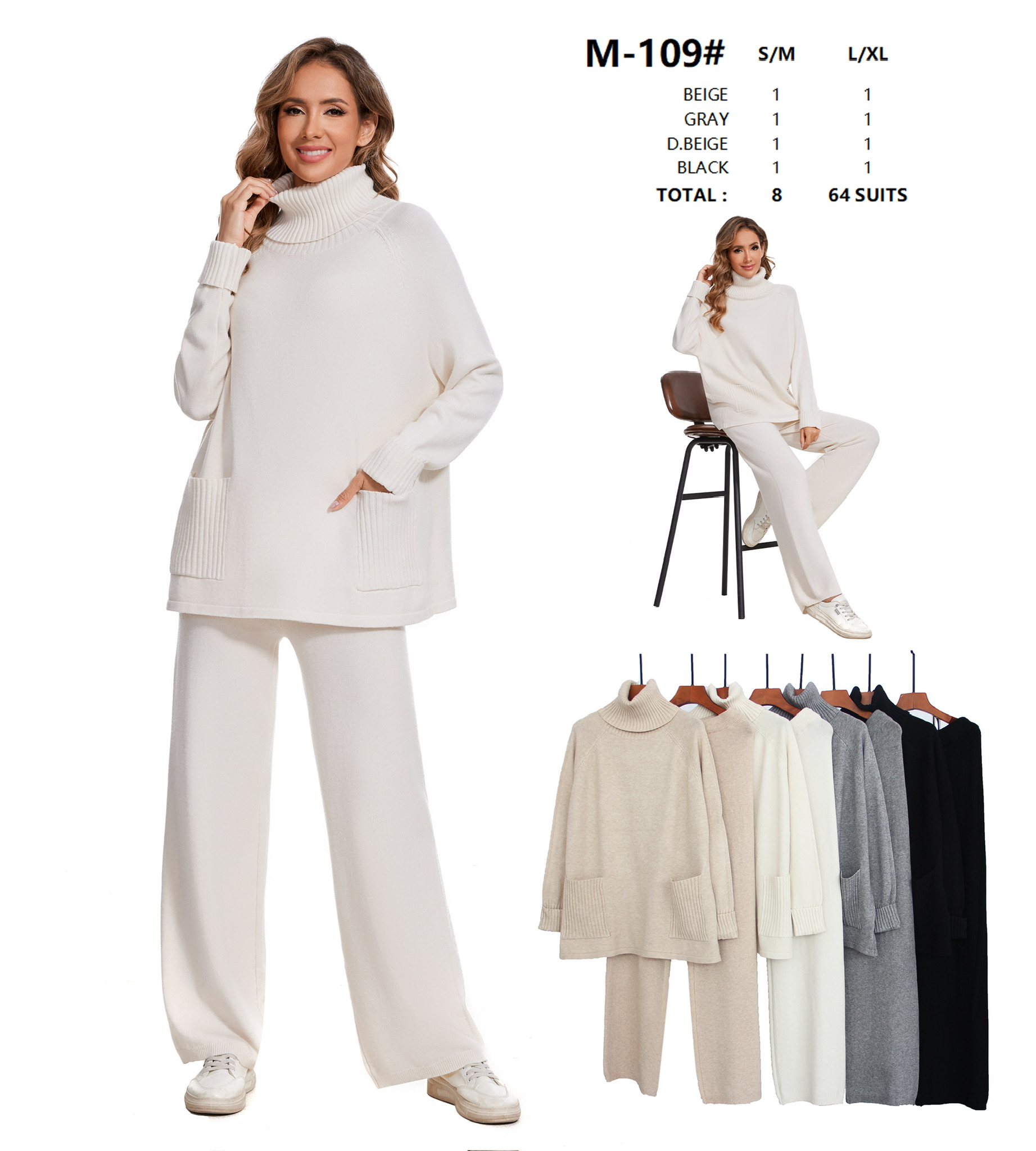 Komplet damskie Roz S/M -L/XL Paczka  Mix kolor 8 szt 