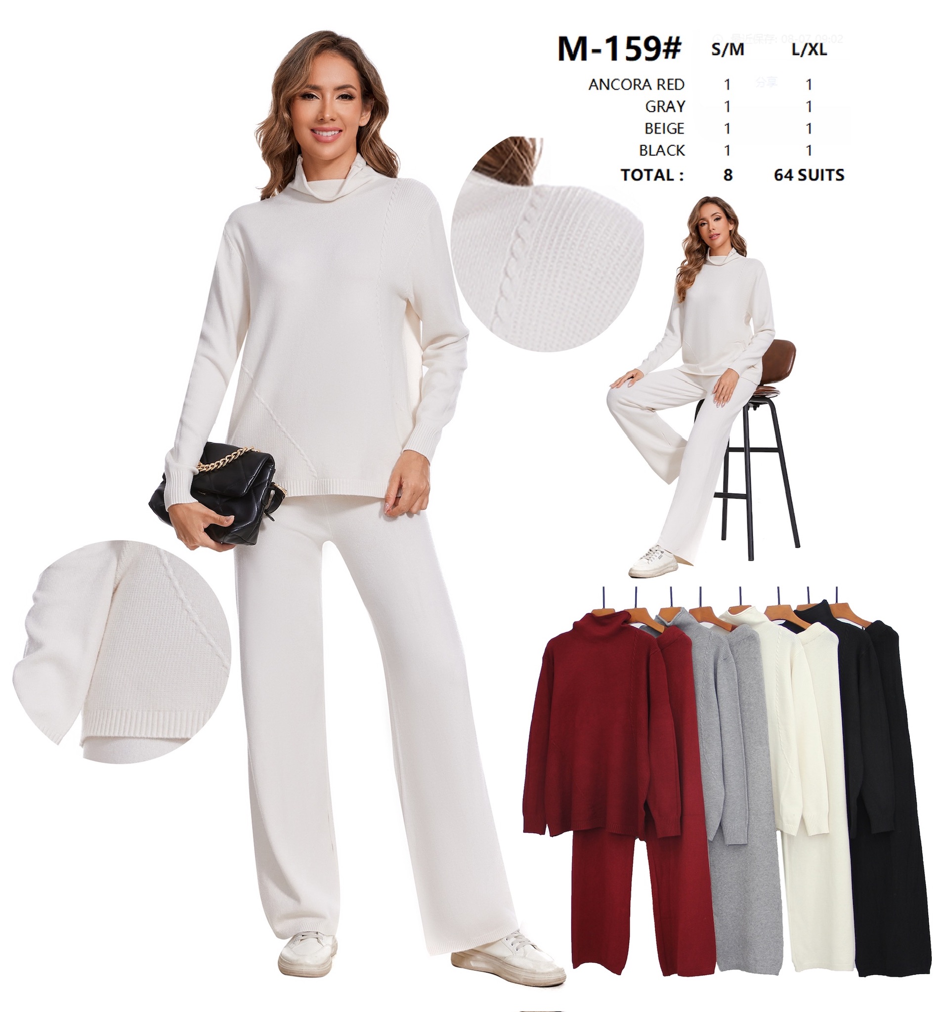 Komplet damskie Roz S/M -L/XL Paczka  Mix kolor 8 szt 