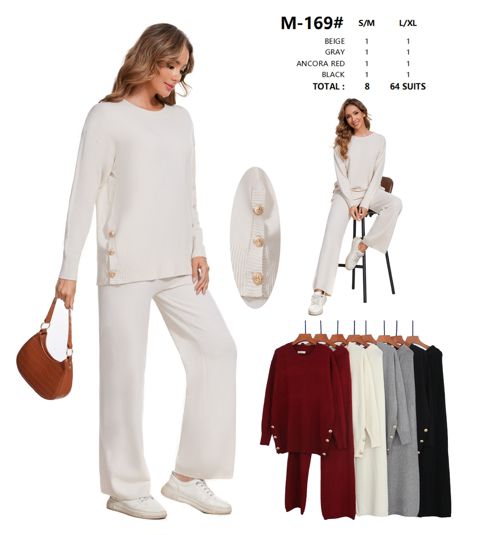 Komplet damskie Roz S/M -L/XL Paczka  Mix kolor 8 szt 