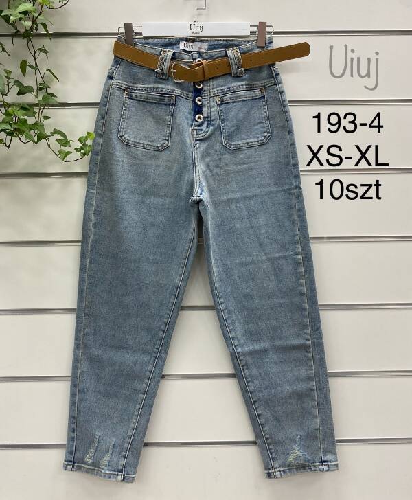 Spodnie damskie jeans Roz XS-XL, 1 Kolor Paczka 10 szt