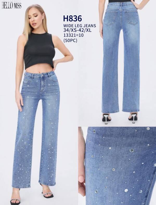 Spodnie damskie jeans Roz 34-42, 1 Kolor Paczka 10 szt