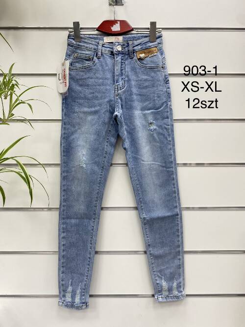 Spodnie damska jeans. Roz XS-XL.1 Kolor. Paszka 12 szt