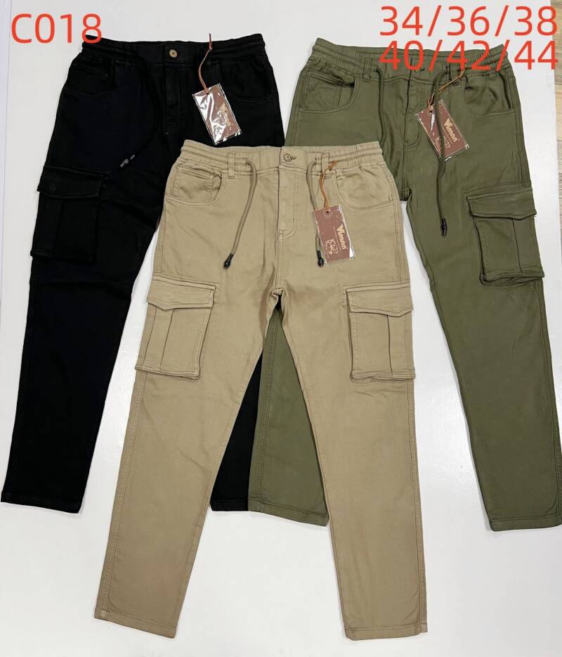 Spodnie bojówki męskie Roz 34-44, 1 Kolor Paczka 12 szt
